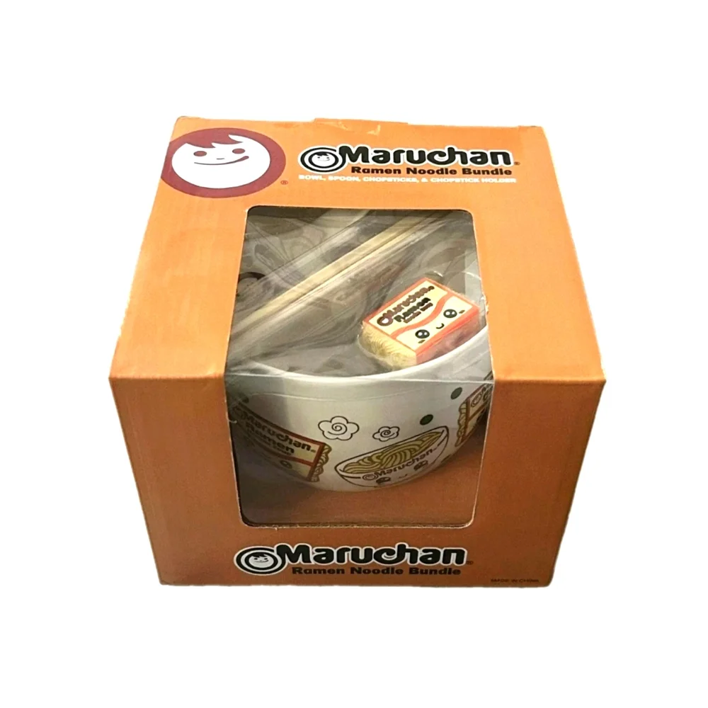 Maruchan Ramen Noodle Bowl with Chopsticks, Chopstick Holder & Soup Spoon NIB